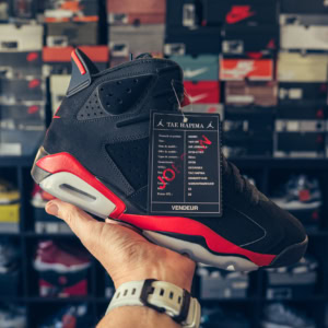 High-quality Air Jordan 6 sneaker displayed in a retail store.