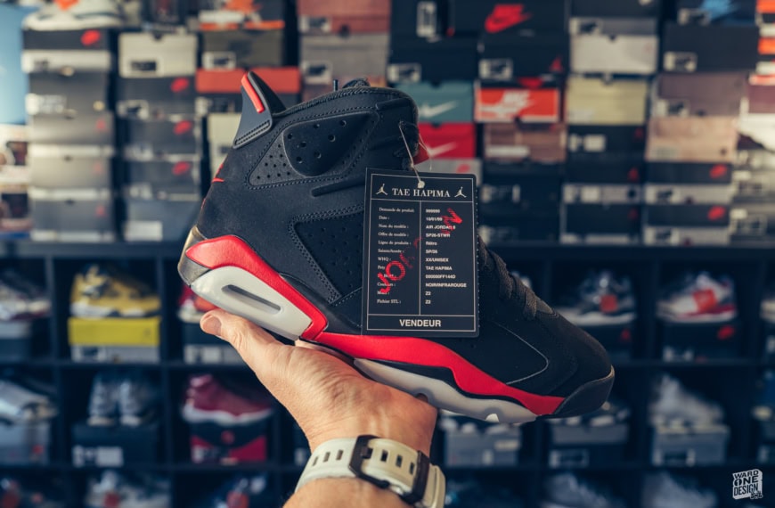 High-quality Air Jordan 6 sneaker displayed in a retail store.